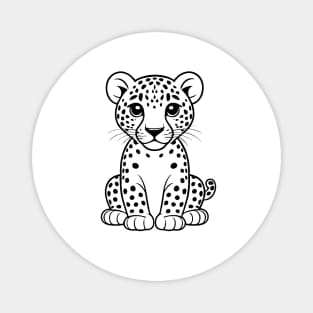 Cute Baby Jaguar Animal Outline Magnet